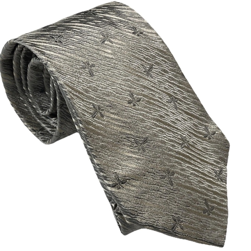 Salvatore Ferragamo Men’s Woven Silver Stripe Flower Tie 100% Silk Italy EUC